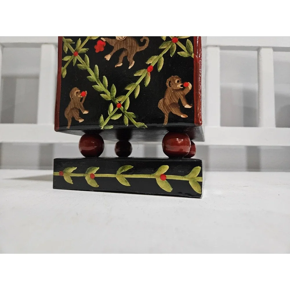 Vintage Toleware Vase or Cachepot Feat. Handpainted Monkeys & Vines